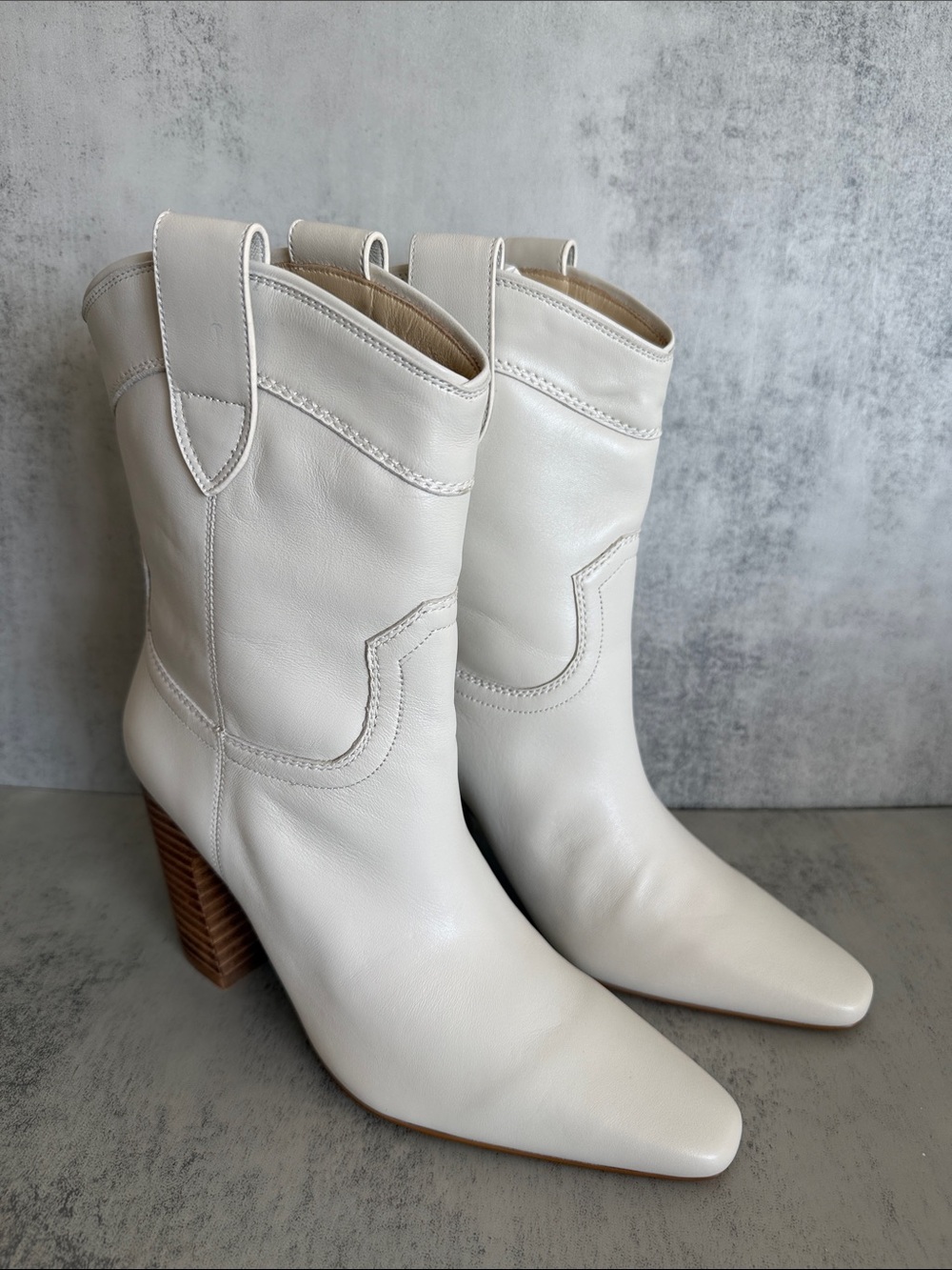 RAYE White Leather Western Cowboy Boots Size 8 – NEW